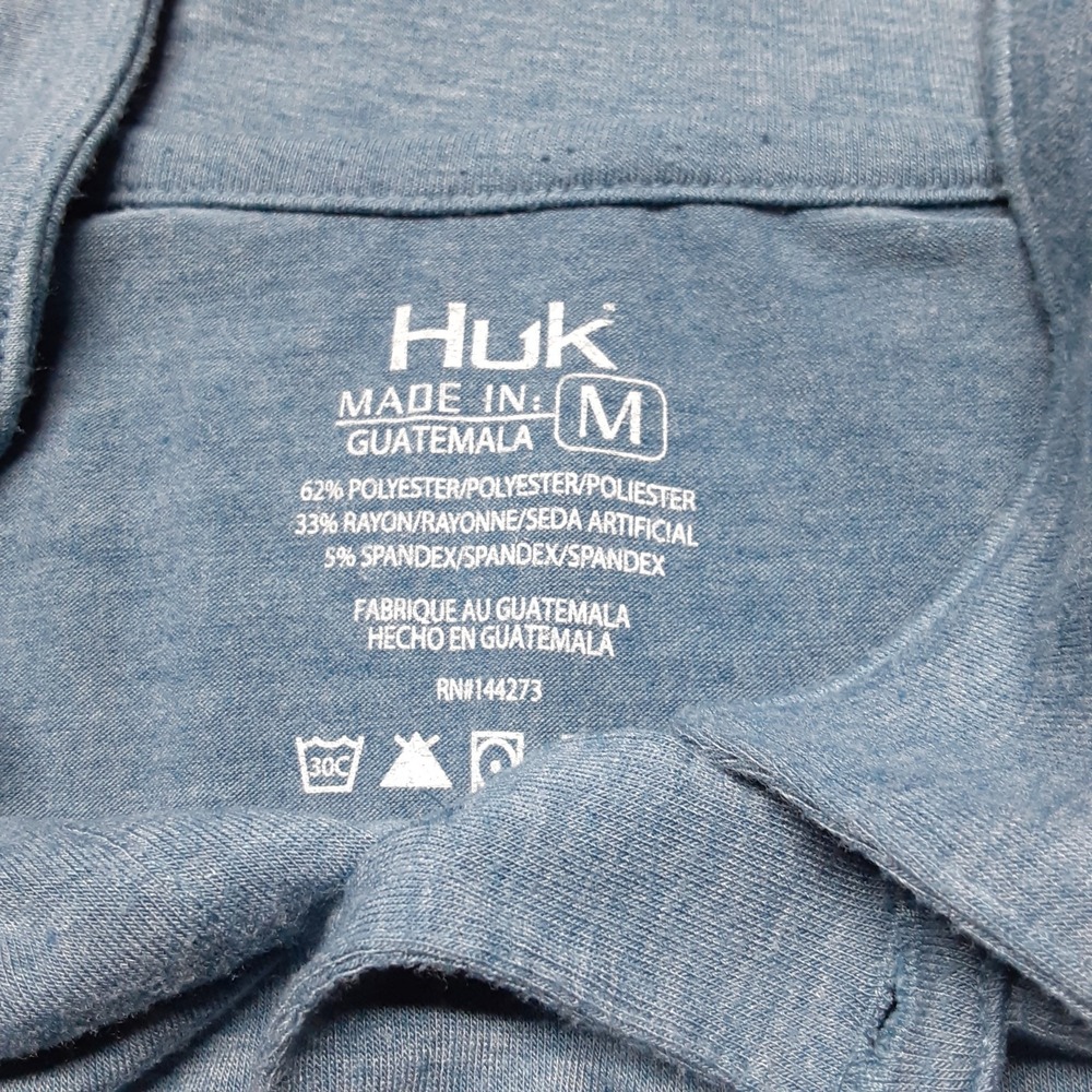 Huk Mens Waypoint Performance Polo Medium Blue Chest Pocket - Picture 3 of 8